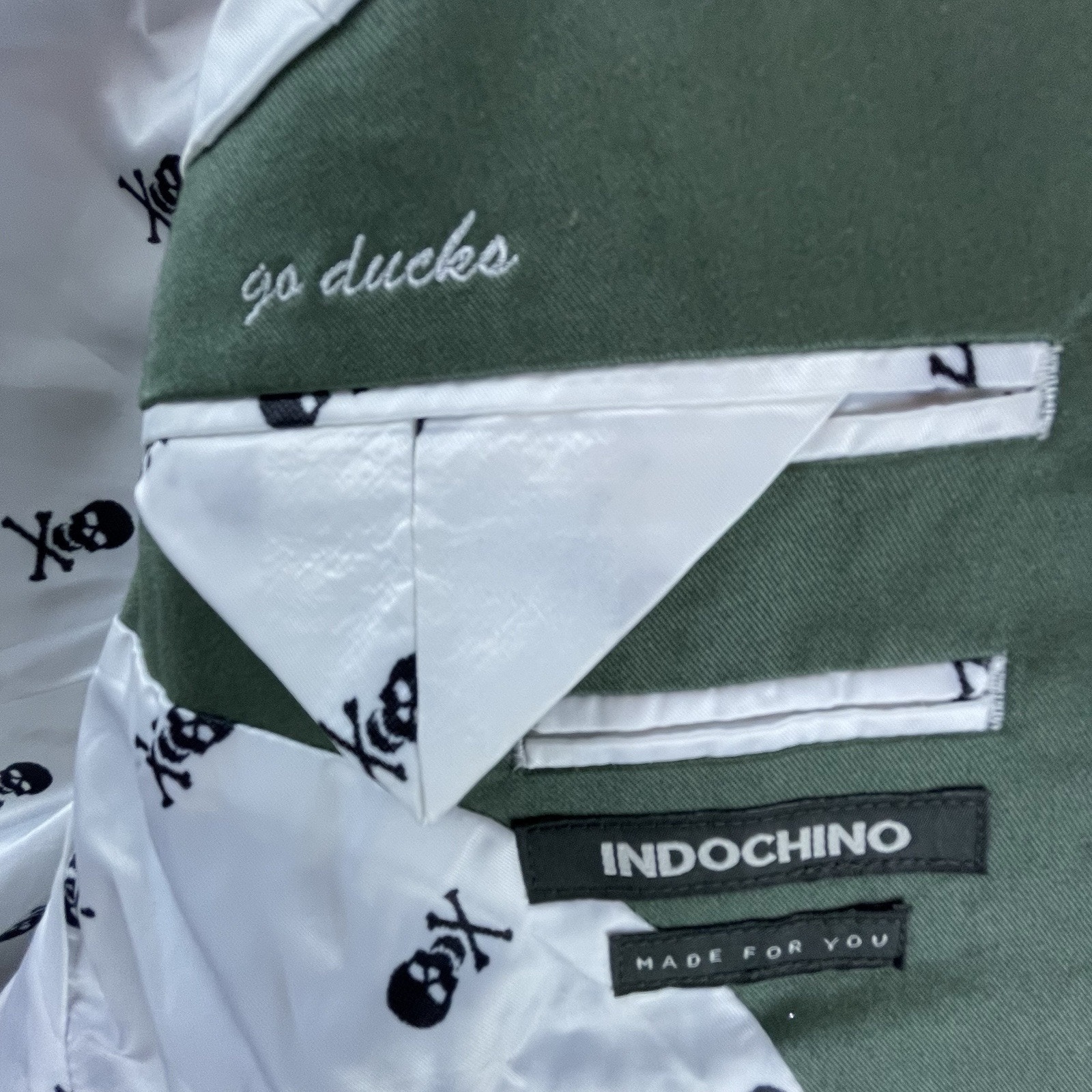 Indochino Blazer Men Green Extra Small Go Ducks Made For You Skull Lining Casual — image 3 of 8